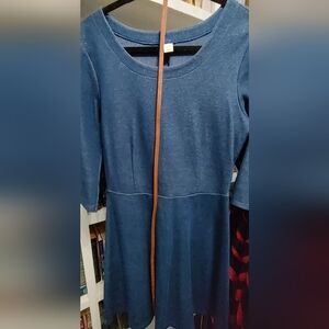 Blue Dress with Brown Belt